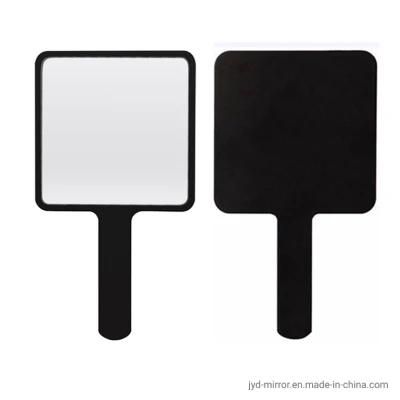 Portable Single Square Hand Plastic Makeup Mirror with Handle