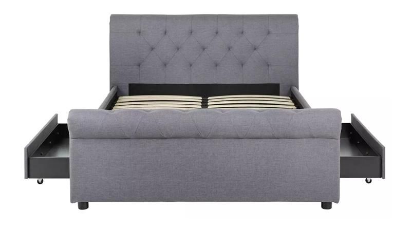 Upholstery King Small Double Full Size Fabric Headboard Bed Frame with Storage