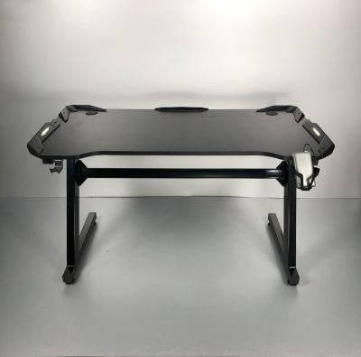 Latest Modern Z Legs Shaped Glass Top Computer Table Gaming Desk