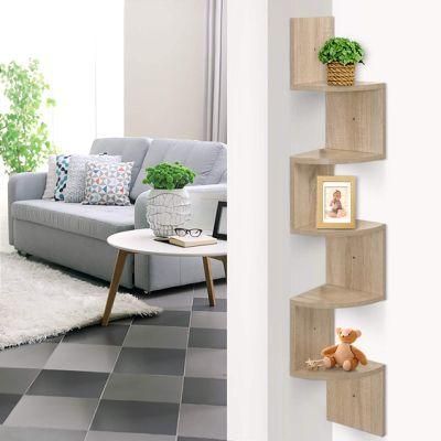 Corner Wall Shelf Wooden Floating Display Bookshelf Bedroom Furniture