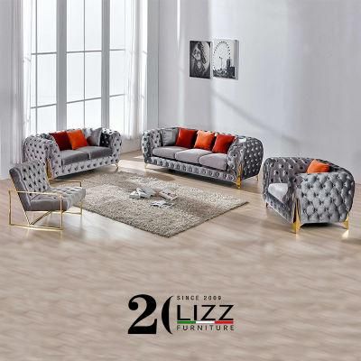 Modern Luxury Living Room Furniture Lounge Chesterfield Fabric Sofa