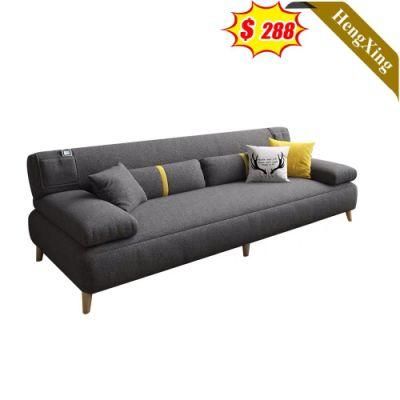 Cheap Home Living Room Leisure Section Sofas Gray Color Wooden Legs Cashmere Fabric 3 Seat Sofa