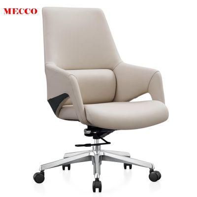 2022 Hot Sale MID Back Luxury Visitor Meeting Room Chair Genuine Leather Office Chair