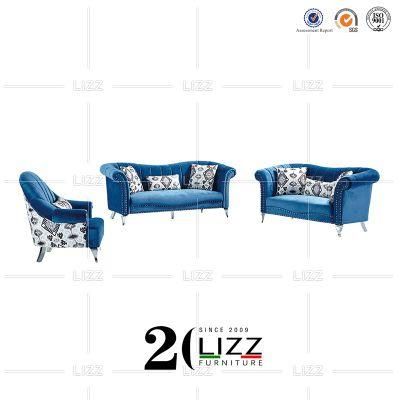 Promotional High End Stylish Blue Modular Fabric Sofa for Home/Hotel /Office with Metal Leg