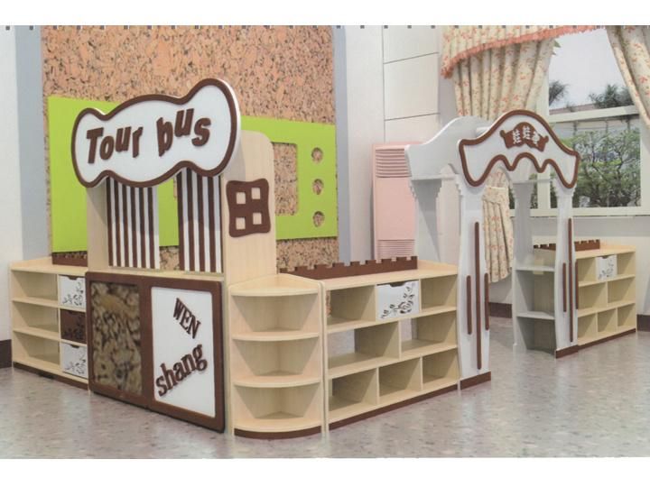 Modern Design Children Kindergarten Wooden Toy Shelf Preschool Storage Shelves