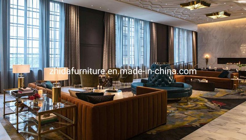 Customized 5 Star Modern Style Wooden Sofa Hotel Lobby Furniture