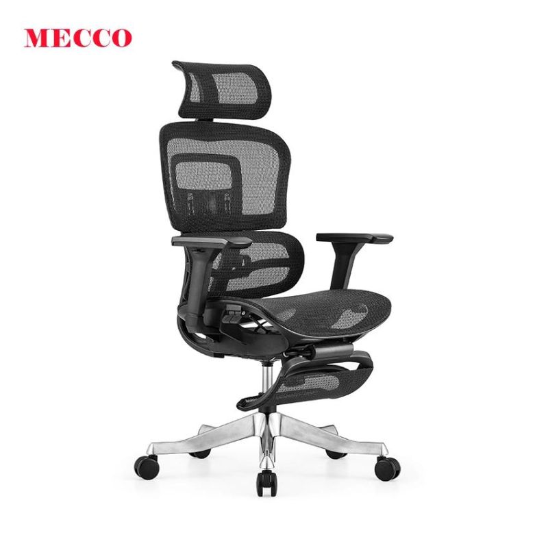 New Design Lunch Office Ergonomic Mesh Chair with Ottoman