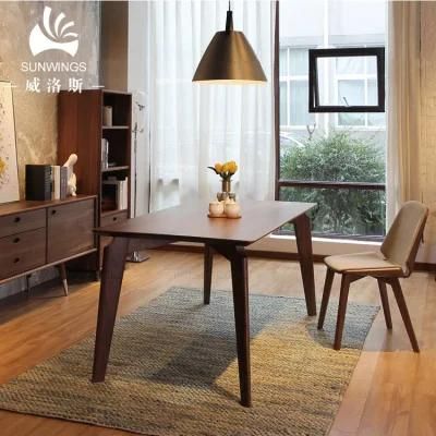 Italian Fashion MDF Top Solid Wood Base Dining Table for Home Furniture
