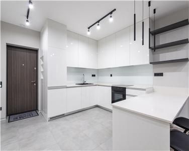 Modern U Shape Practical Freestanding High Glossy Pure White PVC Kitchen Cabinet