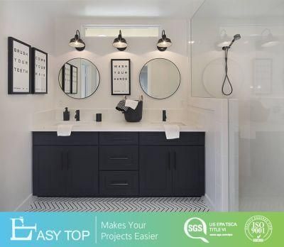 Modern Double Sink Bathroom Vanity Floor Mounted Black PVC Shaker Door Bathroom Cabinets