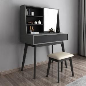 Wooden Mirror Dresser Dressing Table with Pine Legs Design