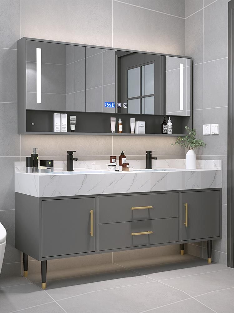 New Design Floor Standing Bathroom Cabinet with Rock Plate Sink with Factory Low Price