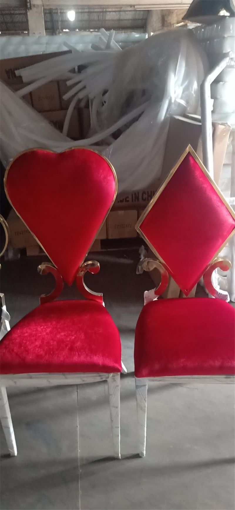 Restaurant Dining Chair Black Velvet Stainless Steel Heart Shape Back Designed New Banquet Chair