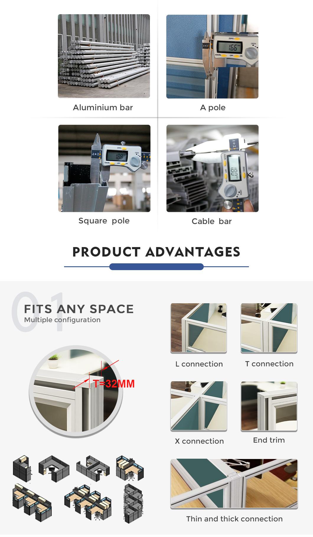 Foshan Manufacturer Modern Modular Office Furniture Cubicle Design 2 Person Workstation Desk for Office