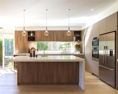 Contemporary High Grade Freestanding Heat Resistant Laminate Kitchen Cabinet with Kitchen Island