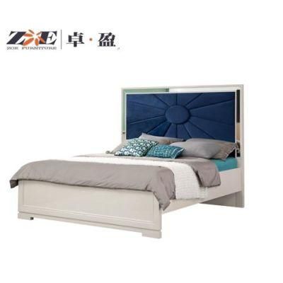 Middle East Hot Selling Shining Stainless Metal Mirrored Frame Blue Color King Bed