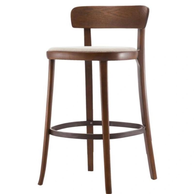 Dining Restaurant Chair Stool Rattan Seat Chair Wood Barstool