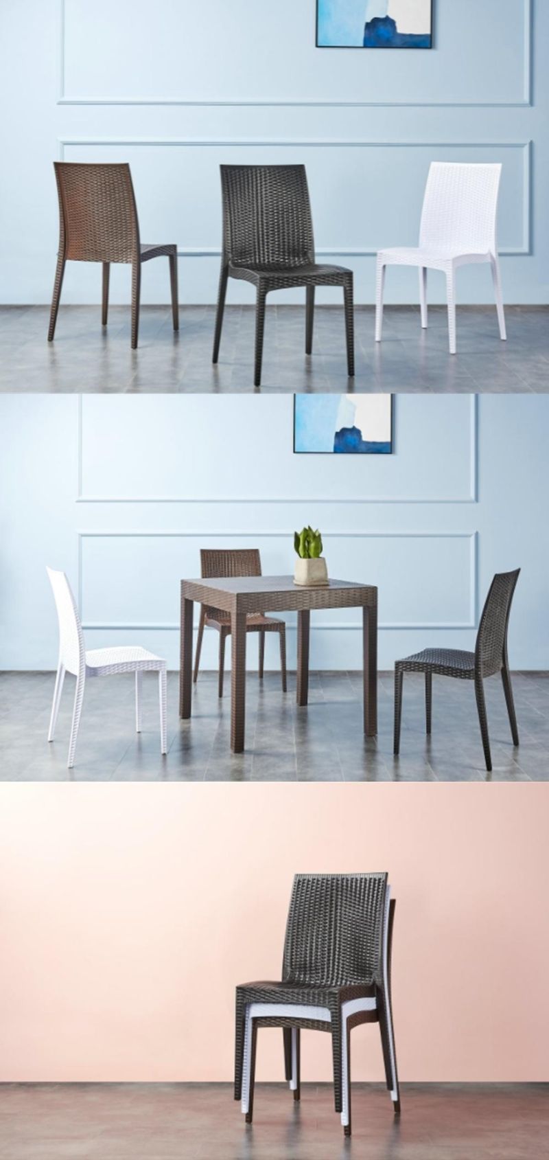 Outdoor Synthetic Rattan Furniture PE Rattan Modern Comfortable Dining Chairs Garden Balcony Patio Chair