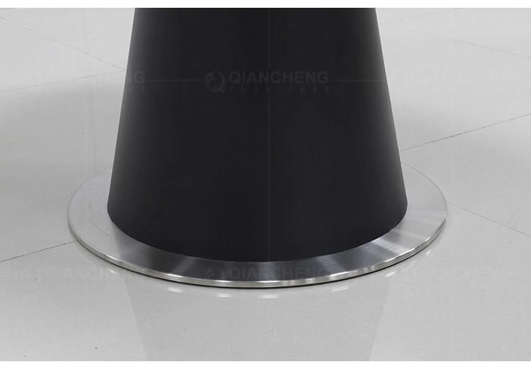 Customized Modern Furniture Space Saving Black Iron Metal Legs Dining Table Stone Top Grey Extendable Dining Table