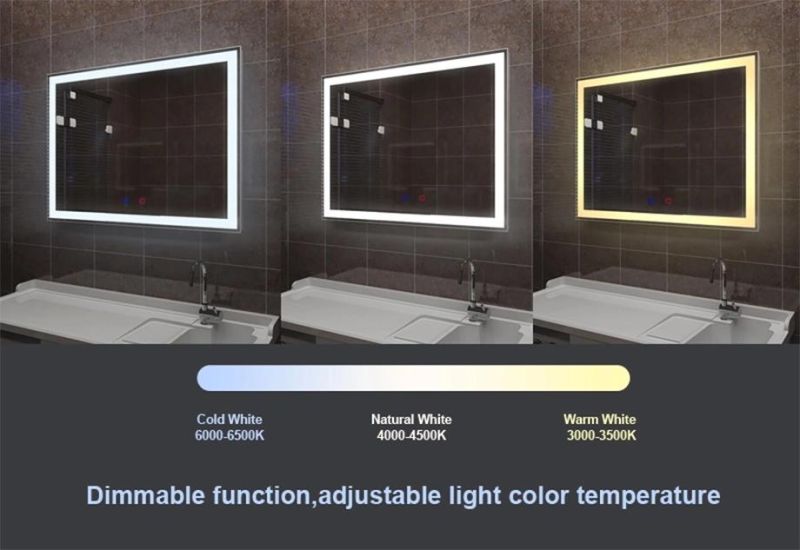 Factory Custom Smart Touch Sensor Illuminated Lighted Wall Mount LED Bathroom Mirror