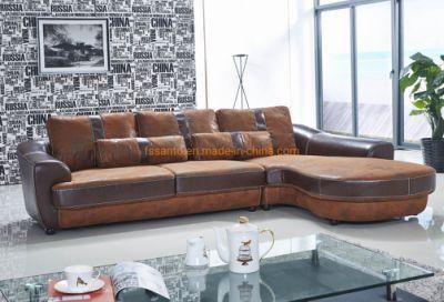 European Style Sample Design L Shape Leather Modern Living Room Home Furniture with Chair Sectional Sofa