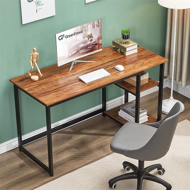 Office Desk with 2-Tier Storage Shelves 47 Inch Computer Desk Modern PC Laptop Workstation Study Working Writing Desk