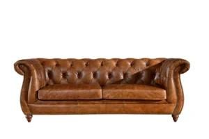 Modern Living Room Genuine Leather Chesterfield Sofa