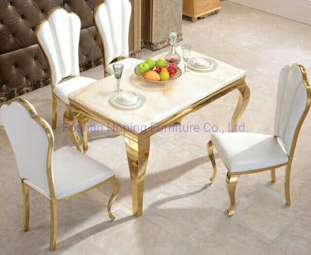 Nordic Marble Wedding Silver Combination Dining Table and Chair Wing Back Home Furniture Outdoor Restaurant Banquet King Throne Chair