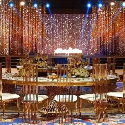 Modern Simple Style Wedding Event Furniture Beauty Church Banquet Wedding Chair and Table Flat Decoration Back Tube Frame Dining Chairs