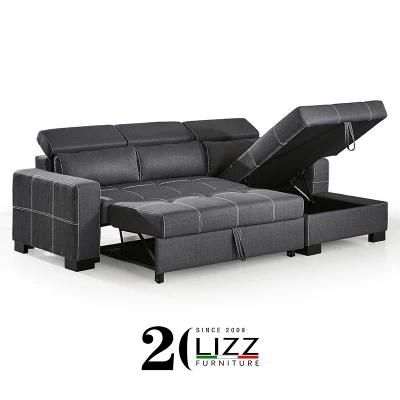 Leisure Living Room Furniture Modern Fabric Recliner Set Genuine Leather L-Shape Storage Sofa