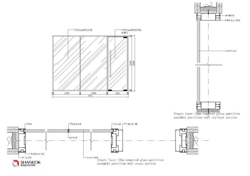 Demountable Office Glass Folding Room Divider Partition Wall Glass Office Wall Partition