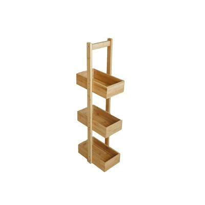 Wholesale 3 Layers Bamboo Baskets Shelf Rack Hanging Style for Storage and Organization