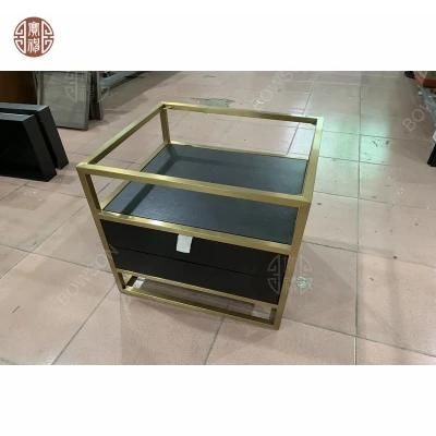 Modern Stainless Steel Frame Panel Hotel Bed Side Table Furniture