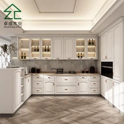 U Style White Plywood Faced PVC Kitchen Cabinet