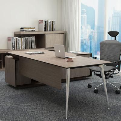 Hot Sale Modern L Shaped Wooden Office Furniture Table with Side Cabinet