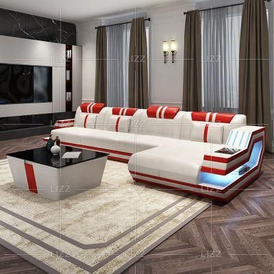 Wholesale High End Modern Functional LED Top Grain Geniue Leather Home Living Room Sofa Furniture
