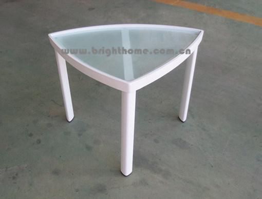 Aluminum Side Table with Tempered Glass Top