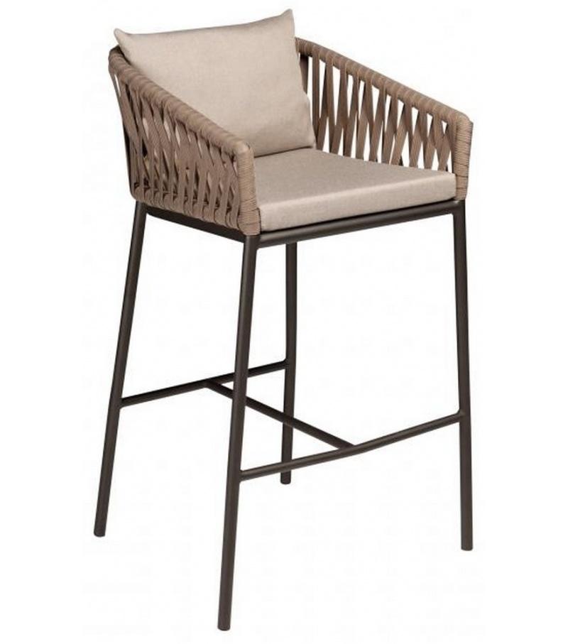 Outdoor Rattan Poly Webbing Bar Stool with Aluminum Frame