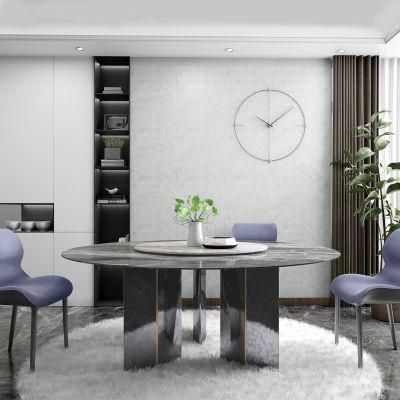 Round Shape Modern Simple Home Furniture Sintered Stone Dining Table with Stainless Steel Leg