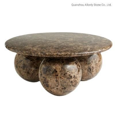 Kinds of Stone Material Vintage Marble Balls Base Luxury Home Post Modern Coffee Table