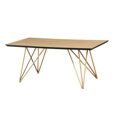 Luxury Restaurant Home Furniture Dining Tables with MDF Top and Golden Painted Legs