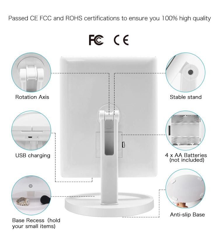 Table Top Trifold 3 Way LED Vanity Mirror for Makeup