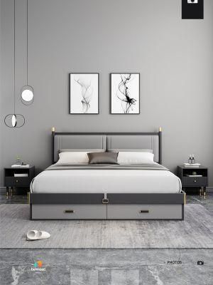 Italian Minimalist Double Bed 1.8 Meters Storage Bed Master Bedroom Modern Minimalist Small Apartment 1.5 High Box Bed