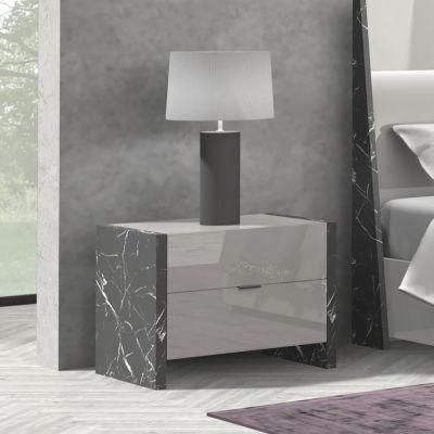 Nova 2110jca001 Light Gray Glossy Bedside Table Nightstands with Modern Design