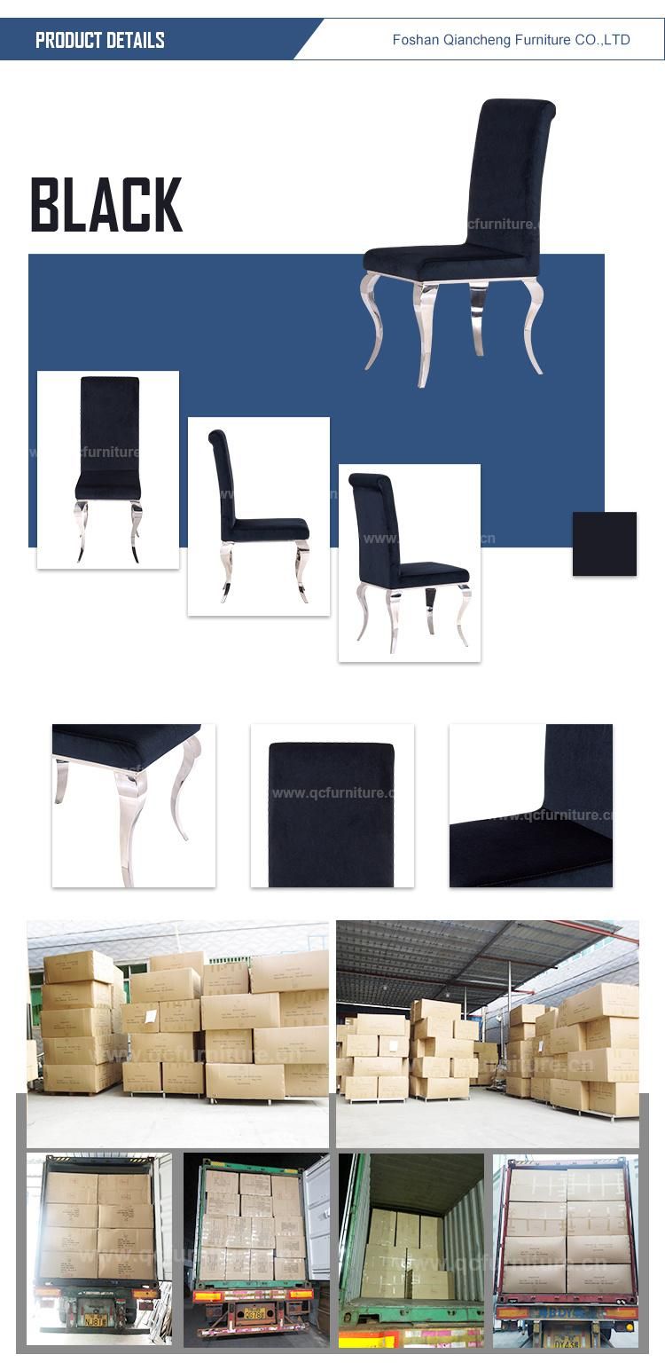 Wholesale Modern Dining Room Furniture Soft Cushion Black Velvet Chair