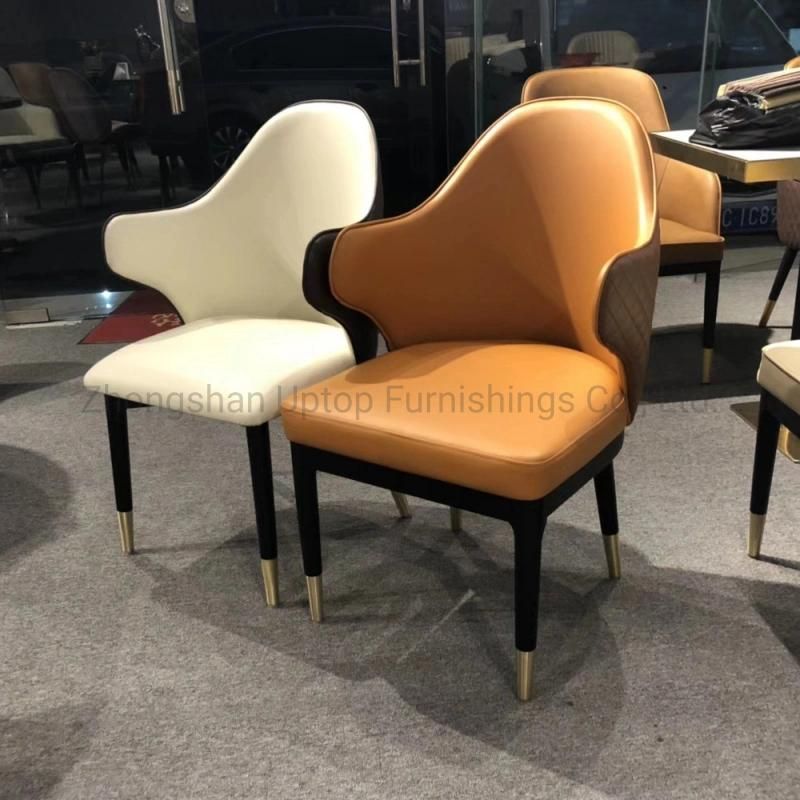 (SP-EC209) Modern Furniture Comfortable PU Leather Wood Leg Upholstery Hotel Lobby Chair
