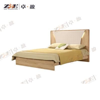 India Wooden Furniture King Size Bed in Light Walnut Color