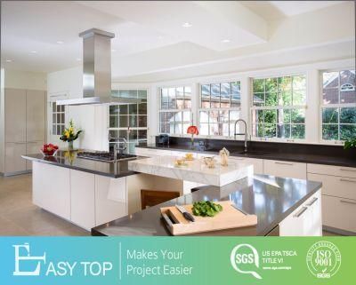 Cream White Lacquer Kitchen Cabinets Joinery with Black Quartz Benchtop