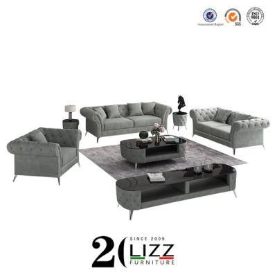 New Promotion European Modern Living Room Sectional Velve /Linen Fabric Leisure Sofa Furniture