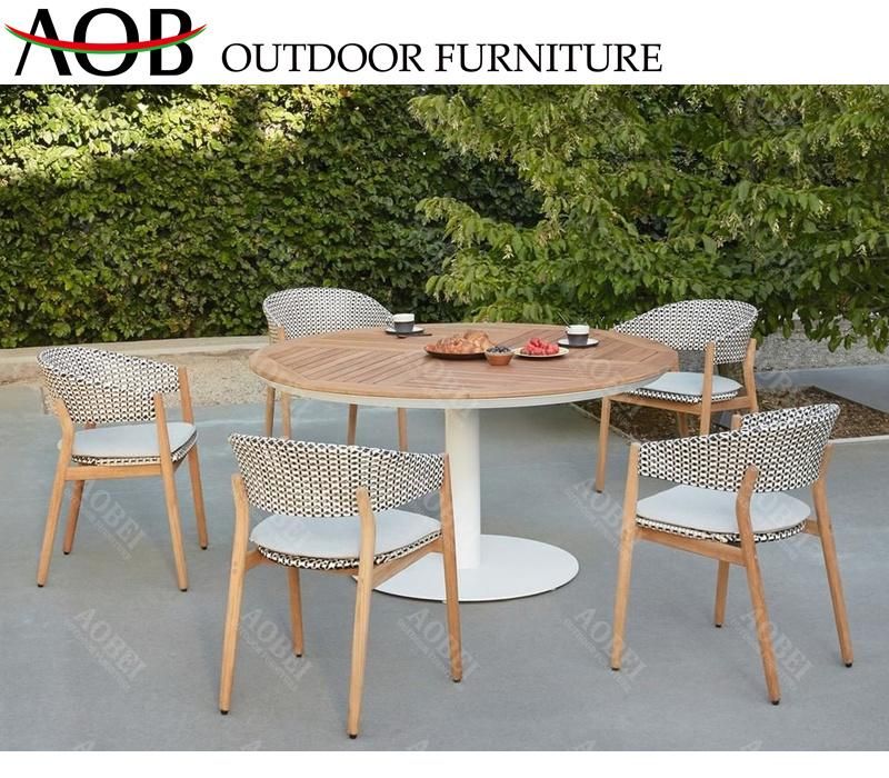 Customized Modern Exterior Home Hotel Resort Villa Restaurant Outdoor Round Dining Table Chair Furniture Set